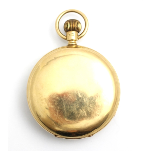 195 - An 18ct yellow gold 'Thos Russell and Son' full hunter pocket watch, the circular white enamel dial ... 