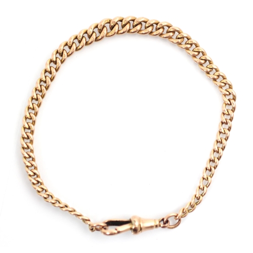 222A - A 9ct rose gold curb link bracelet, the graduated links and with lobster clasp fastening, links stam... 