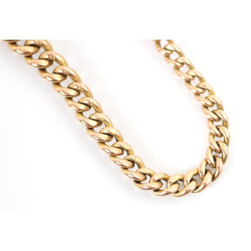 222A - A 9ct rose gold curb link bracelet, the graduated links and with lobster clasp fastening, links stam... 