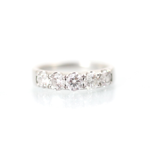 231 - A Mappin & Webb platinum five stone diamond ring, the five round cut diamonds claw set within a plat... 