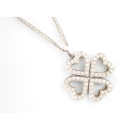 240 - A Mappin & Webb diamond set clover pendant, the pendant realistically modelled, set with sixteen rou... 