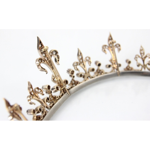 245 - A late 19th/early 20th century diamond set tiara converting to necklace, the central fleur-de-lys mo... 