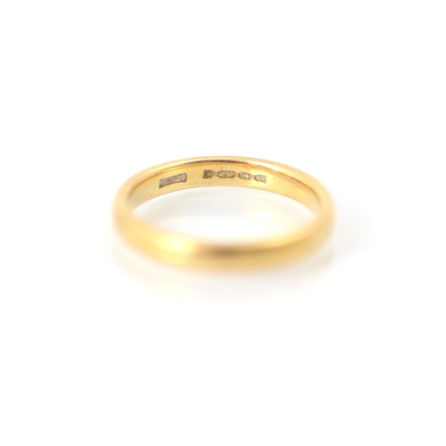 270 - A 22ct yellow gold wedding band, stamped Birmingham possibly 1928, ring size Q 1/2, 5gms