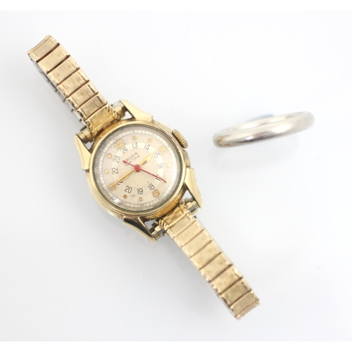 344 - A Gruen gold plated ladies wristwatch, the circular dial with Arabic numerals and dot markers, and i... 