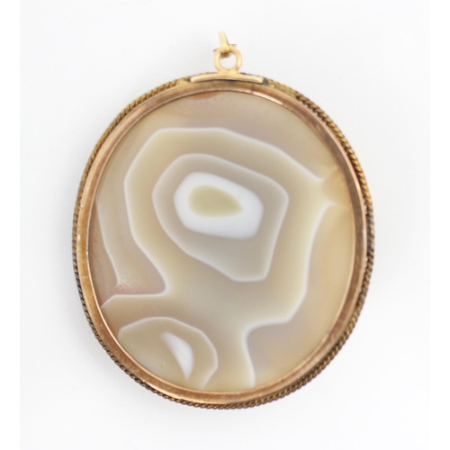 355 - A banded agate carved cameo, the oval cameo carved to depicting Julius Caesar facing dexter, within ... 