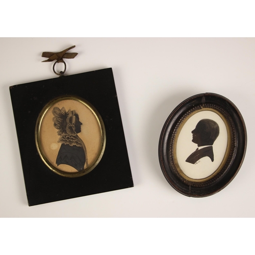 362 - English school (early 19th century),  
An oval bust length portrait silhouette depicting a lady faci... 