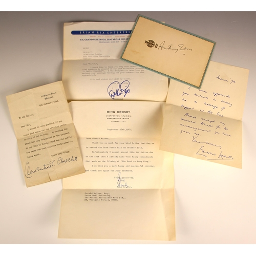 371 - A collection of mainly political autographs, mid 20th century, to include Anthony Eden (two examples... 