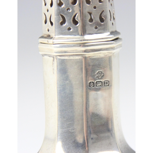 41 - A George V silver sugar sifter, William Hutton & Sons Ltd, Birmingham 1928, the pierced pull off cov... 