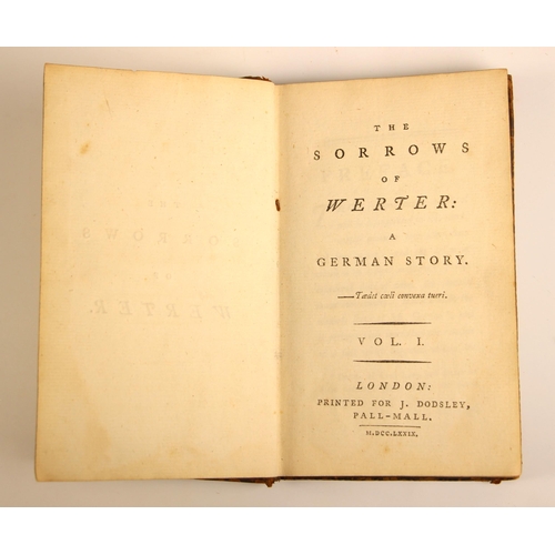 451 - THE SORROWS OF WERTER: A GERMAN STORY, 2 vols, full leather, laid paper, darkened edges to block, pr... 