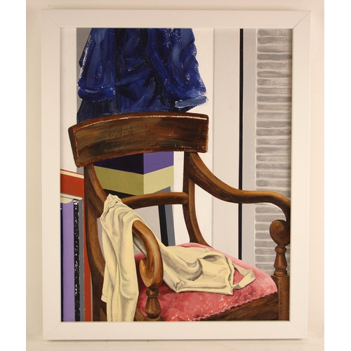 522 - Margaret Charman (British, b.1941),  
'The Chair',  
Acrylic on canvas,  
Signed lower right,  
50.5... 