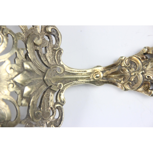 62 - A 20th century Tiffany sterling silver gilt spoon, the Prince of Wales feathers above an openwork fo... 