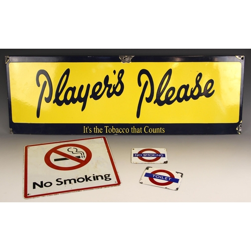 744 - A reproduction enamel 'Player's Please' advertising sign for Navy Cut, single sided in blue and yell... 