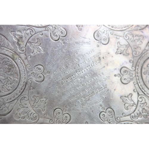 84 - A Victorian silver salver, Martin, Hall and Co, London 1881, the gadroon style rim with leaf detail ... 