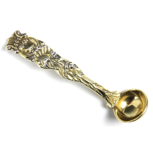 98 - A set of four William IV silver gilt ladles, Randall Chatterton, London 1834, the cast floral termin... 