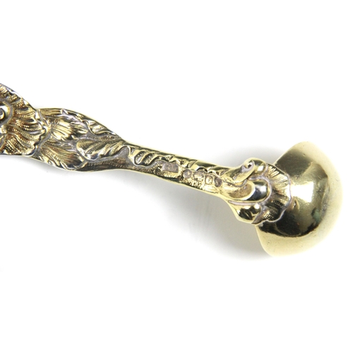 98 - A set of four William IV silver gilt ladles, Randall Chatterton, London 1834, the cast floral termin... 