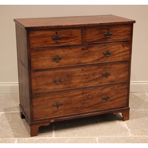 998 - A 19th century mahogany chest of drawers, formed with two short over three long graduated and cock b... 