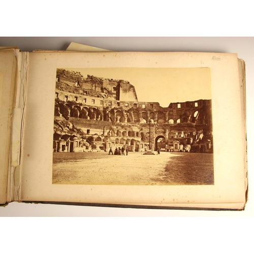 419 - A large format photograph album, late 19th/early 20th century, depicting topographical, historical, ... 