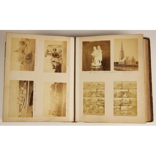 419 - A large format photograph album, late 19th/early 20th century, depicting topographical, historical, ... 