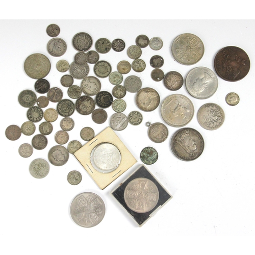 165 - A collection of English and foreign coins, to include a Russian 1833 10 kopek and an 1887 Queen Vict... 