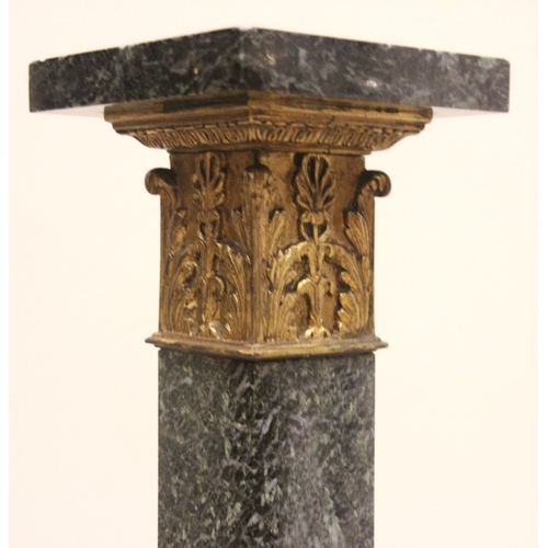 402 - A Napoleon III style green marble pedestal, early 20th century, with gilt metal mounts, the square s... 