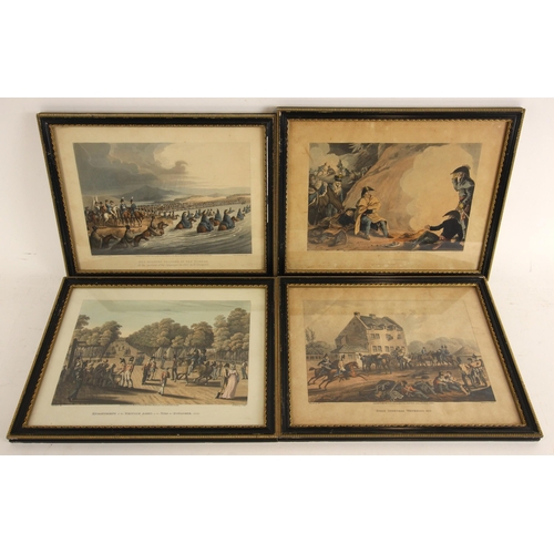 452 - NAPOLEONIC WAR INTEREST: A selection of hand coloured aquatints on paper, to include illustrations f... 