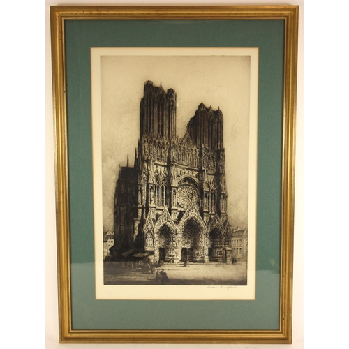 477 - After Andrew Fairburn Affleck (British, 1869-1935),  
The Cathedral at Rheims (circa 1920),  
Etchin... 