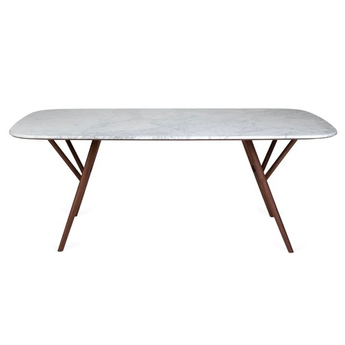 1060 - A Heals 'Anais' walnut and Carrara marble contemporary dining table, early 21st century, the rectang... 