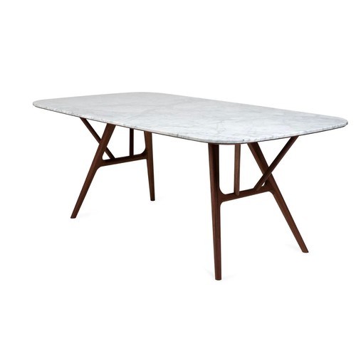 1060 - A Heals 'Anais' walnut and Carrara marble contemporary dining table, early 21st century, the rectang... 