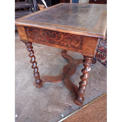 1015 - A walnut Dutch marquetry side table, in the William and Mary style, 19th century and later, the rect... 