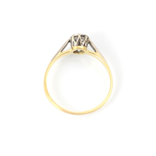 229A - A 20th century diamond solitaire ring, the old cut diamond within white metal rub over mount with co... 