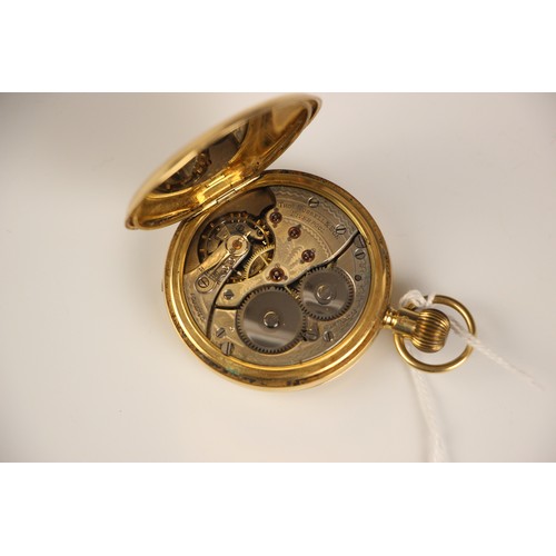 195 - An 18ct yellow gold 'Thos Russell and Son' full hunter pocket watch, the circular white enamel dial ... 