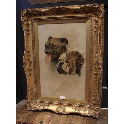 495A - Arthur Wardle (British, 1864-1949),  
Study of two bulldog heads,  
Oil on canvas,  
Signed lower ce... 