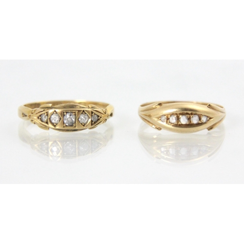 105 - A Victorian 18ct yellow gold diamond ring, the mixed cut diamonds set within yellow metal lozenge, s... 