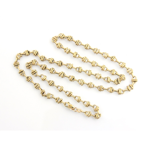 115 - A 9ct yellow gold chain, the oval trace link chain with double link detail and lobster snap fastenin... 