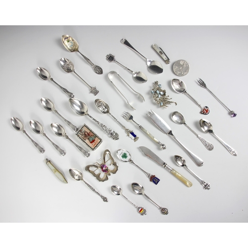 140 - A selection of silver and silver plated items, including a group of five Edwardian silver Kings patt... 