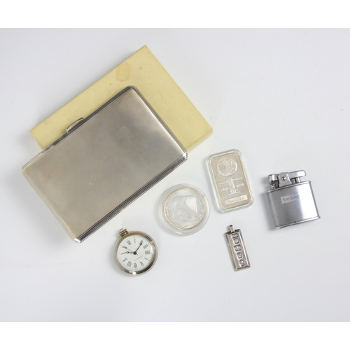 20 - A selection of silver items, including a silver cigarette case, ‘D.Bros’ Birmingham 1947, with engin... 