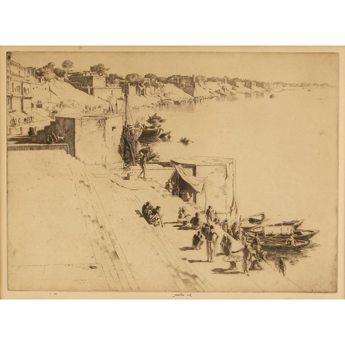 218 - Ernest Stephen Lumsden RSA RE (British, 1883-1948),  
A north African harbour scene,  
Etching on pa... 