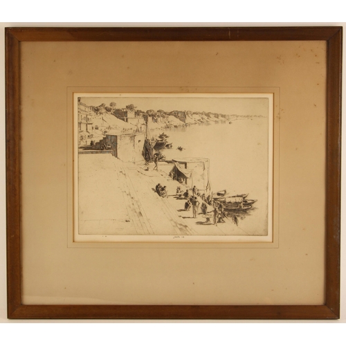218 - Ernest Stephen Lumsden RSA RE (British, 1883-1948),  
A north African harbour scene,  
Etching on pa... 