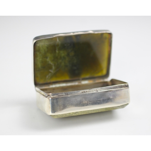 36 - An Edwardian silver mounted 'nephrite' coloured box, RD&S, Birmingham 1904, the rectangular hinged c... 