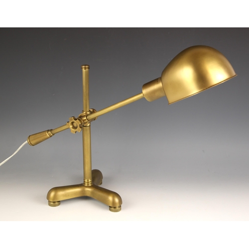 633 - A Ralph Lauren New York 'blue label' brass bankers style desk lamp, adjustable arm, upon tripod base... 