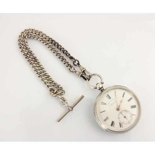 72 - A Ward and March Victorian silver open faced pocket watch, the white enamel dial with roman numerals... 