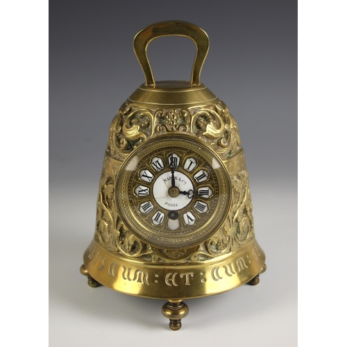 732 - A French brass eight day 'bell' mantel clock, signed Maple & Co, Paris, late 19th century, the case ... 