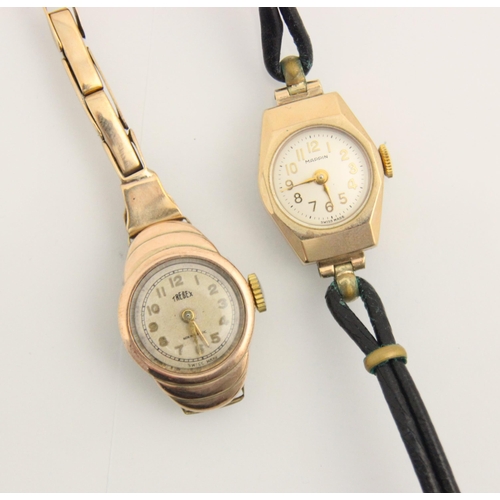 77 - A 9ct yellow gold cased 'Trebex' ladies wristwatch, the circular cream dial with Arabic numerals, se... 