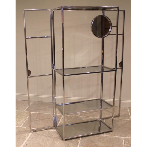 844 - An Oka stainless steel and chromed freestanding bathroom unit, the box section frame enclosing four ... 