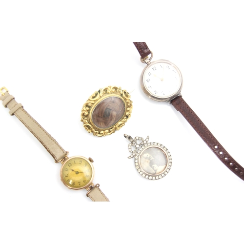 91 - A selection of jewellery, including paste set locket pendant, with two glazed apertures surmounted b... 