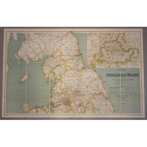 180 - The Autocar folding map of England and Wales, linen backed sectional map, copyright John Bartholomew... 