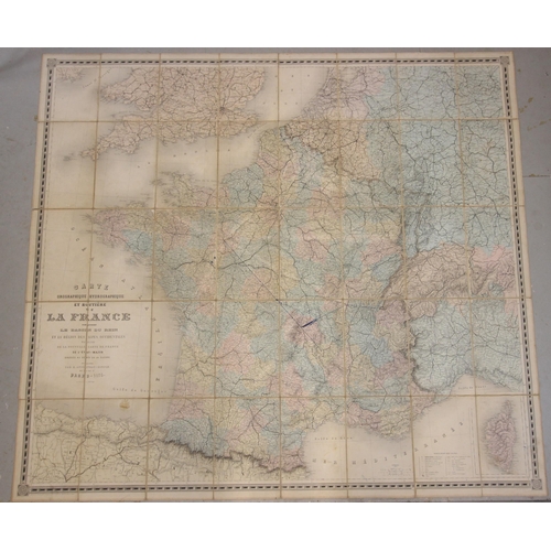 180 - The Autocar folding map of England and Wales, linen backed sectional map, copyright John Bartholomew... 