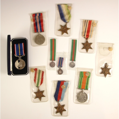 490 - WORLD WAR II INTEREST: A WWII seven comprising The Defence Medal and two dress miniatures, The War M... 