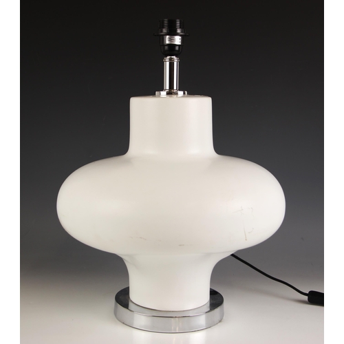 640 - An Oka lamp base, of bulbous form, upon chrome circular base, applied maker's label to underside,  4... 