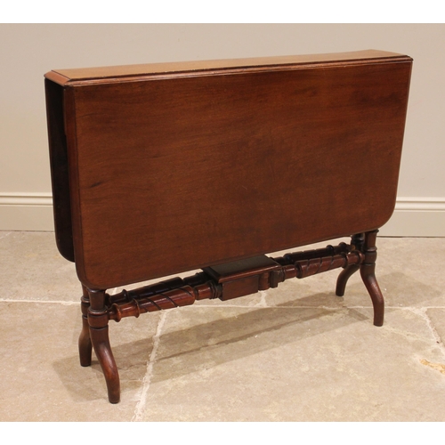 814 - A Victorian mahogany Sutherland table, the rectangular moulded drop leaf top, upon four spirally inc... 